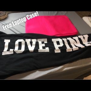 Free Laptop case! VS Pink Black Sweatpants S